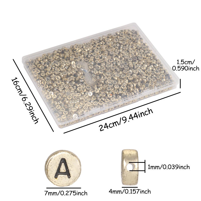 Yochus 1000pcs Gold Letter Beads for Bracelets  4x7mm Black Alphabet A-Z Beads Friendship Bracelets Jewelry Making Kit Earring Bracelet Making Kit for Teen Gifts - Image 2
